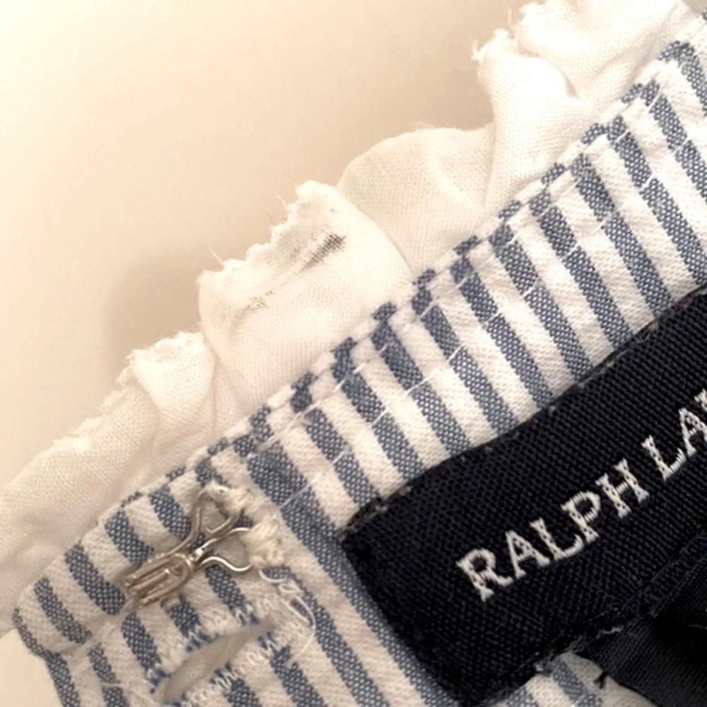 RALPH LAUREN Girls Sleeveless Seersucker Baby Blue Fit and Flare Dress Size 4/4T